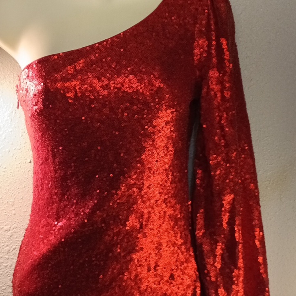 Altar’d State- One Shoulder Red Sequin Mini Dress